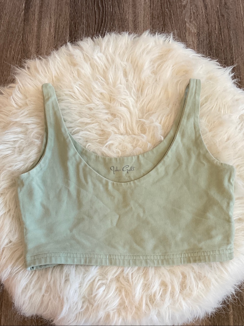Scoop Neck Crop Tank Top - Sage Green